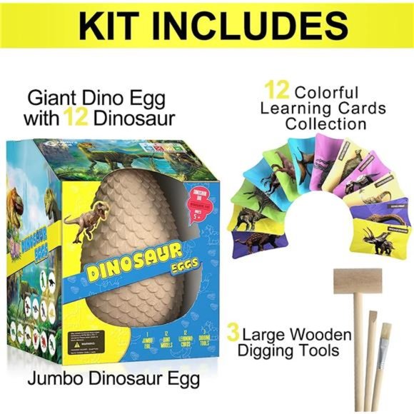 Dinosaur Egg-Jumbo Dino Egg Dig Kit - Dinosaur Toys -12 Unique Surprise Dinosaur - Picture 3 of 6